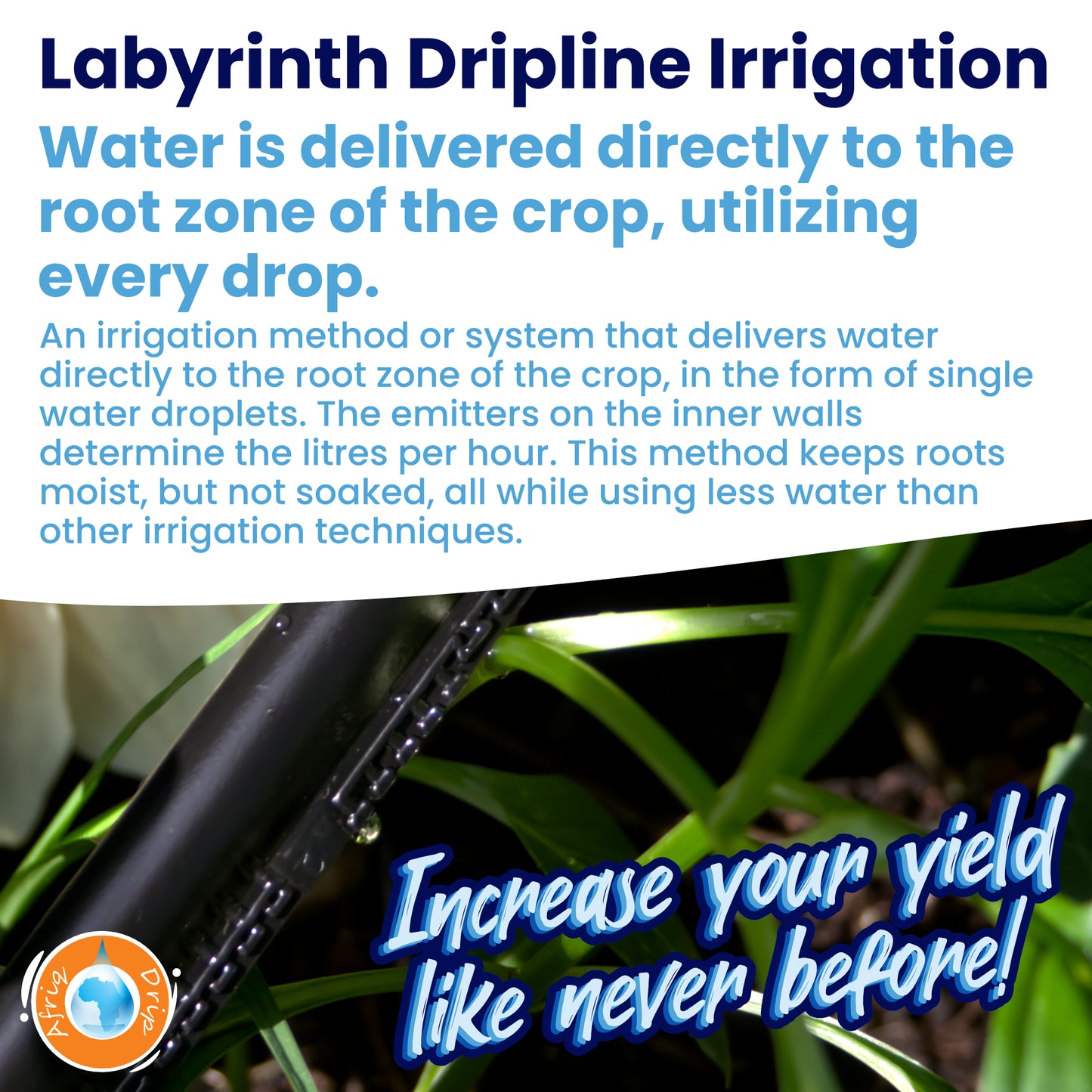 Afriq Drip 16mm OD Non-PC Labyrinth Type Dripline Irrigation 3 l/h