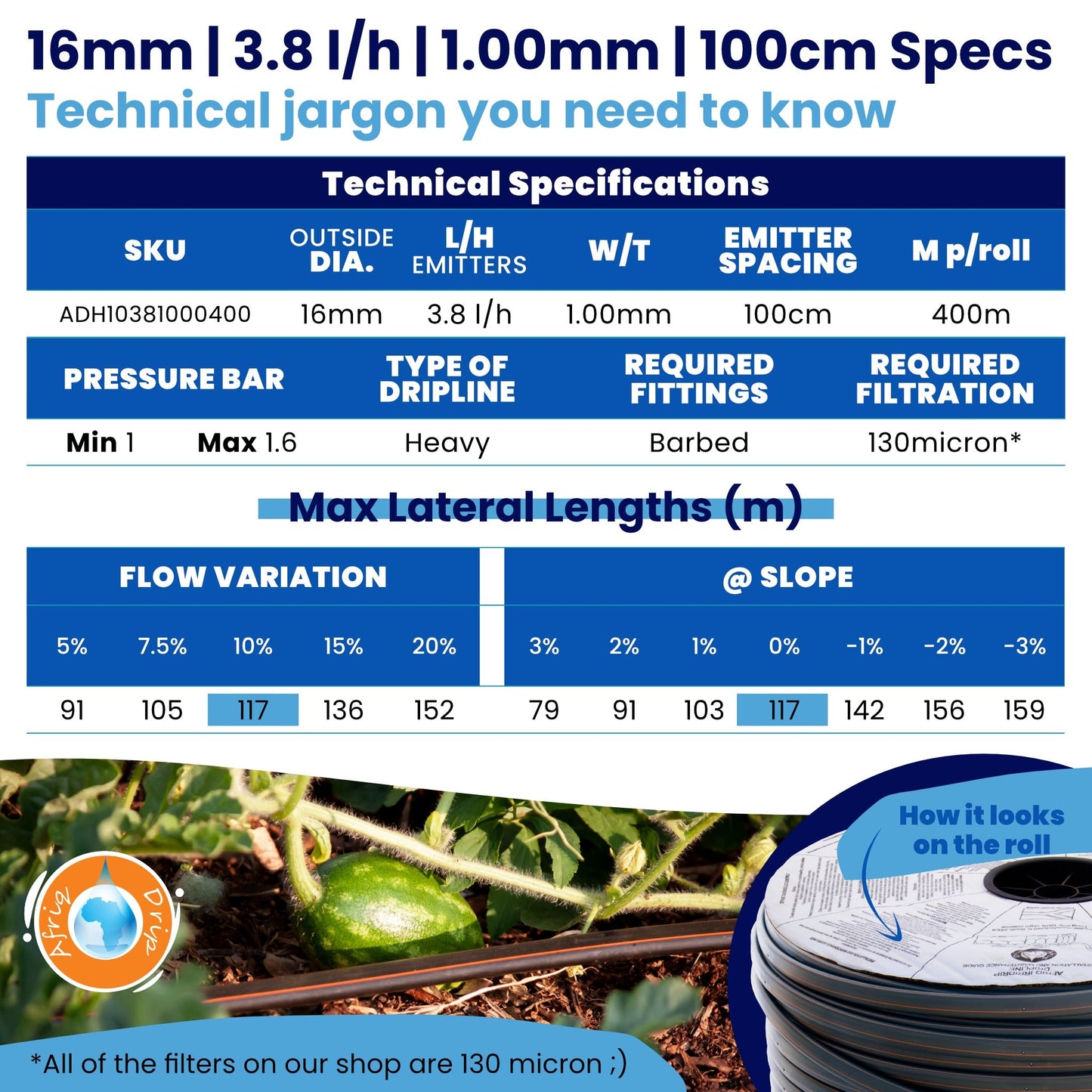 Irrigation OnlineDripline Irrigation RollsADH103810004001.00mm100cm