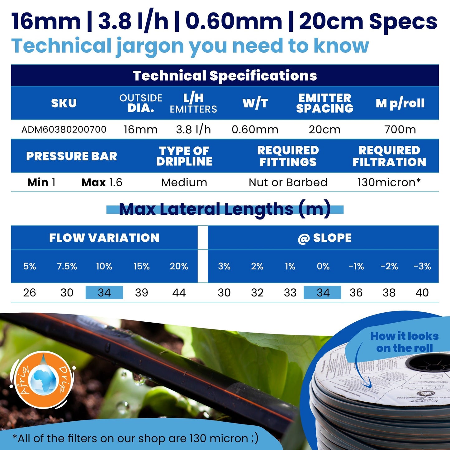 Irrigation OnlineDripline Irrigation RollsADM603802007000.60mm20cm