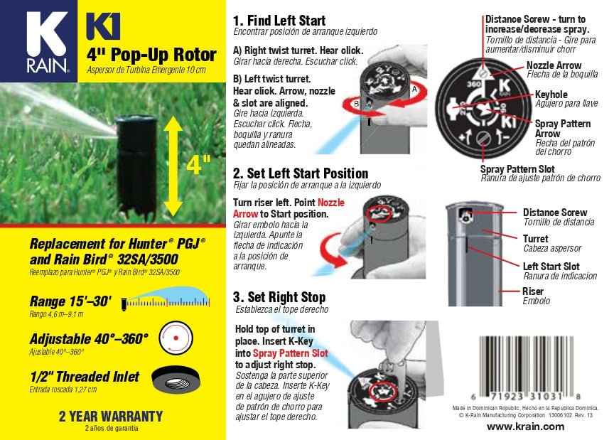 K-Rain K Range Sprayers and Gear Driven Sprinklers