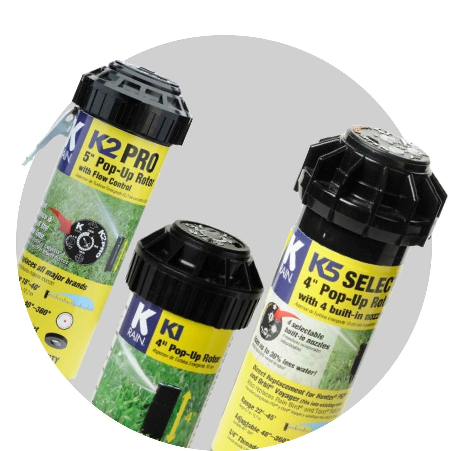 K-Rain K Range Sprayers and Gear Driven Sprinklers